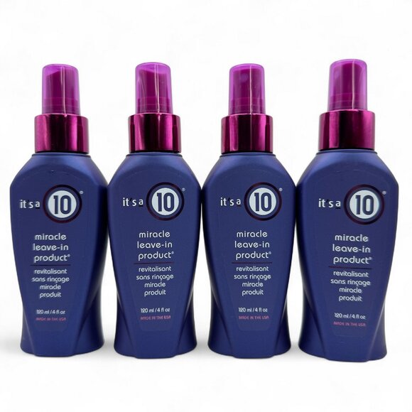 Lot of 4 Its A 10 Miracle Leave-in Product 4 oz Detangle Shine Thermal Protector - Picture 1 of 6